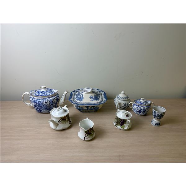 Blue China Tea Set And Smaller Tea Pot Set