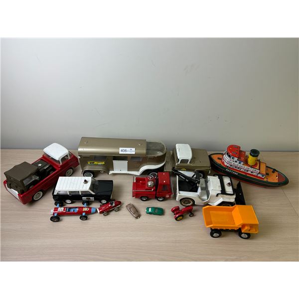 Large Assortment Of Vintage Toy Trucks, Cars And More