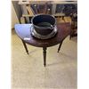 Image 1 : Half Moon Side Table Including Cast Iron Cauldron And Silver Plater