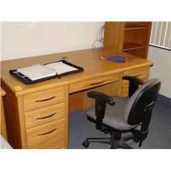 LOT - 2 DESKS W/ CHAIRS AND FILING CABINET