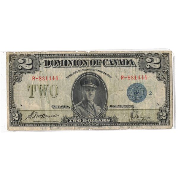 1923 Two Dollar Bill, Dominion Of Canada