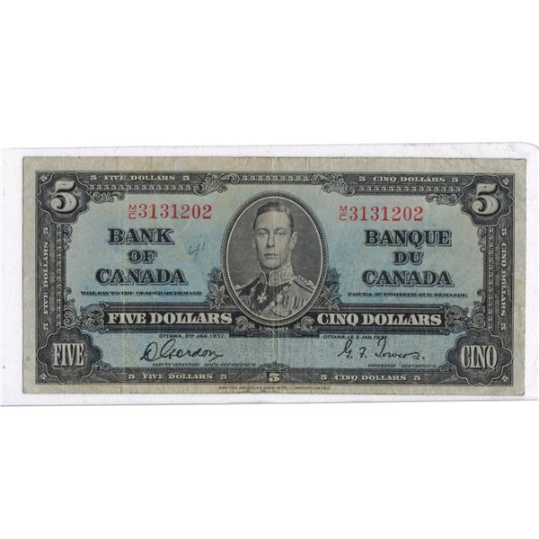 1937  Five Dollar Bill,  BoC