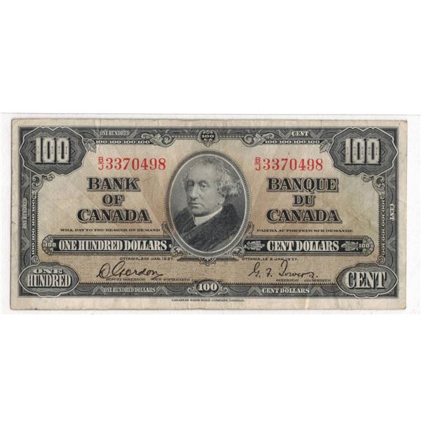 1937 One Hundred Dollar Bill , Canadian BoC