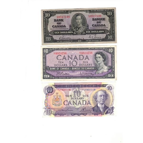 SIX Ten Dollar Bills 1937, 1954, 1971, 1989, 2005, 2013