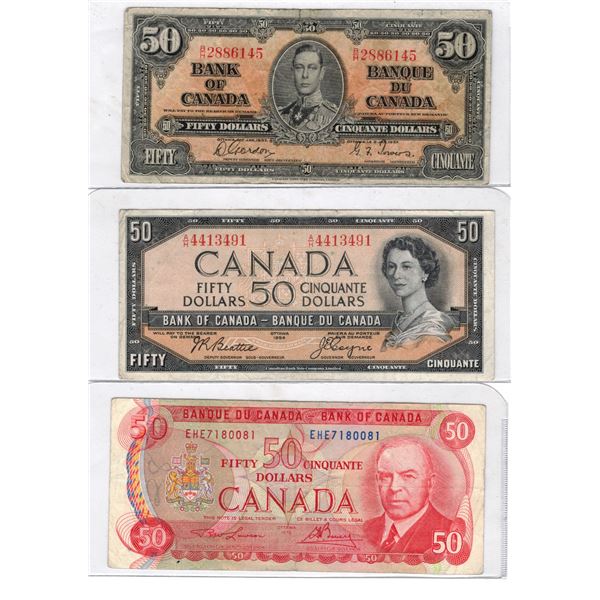 FIVE Fifty Dollar Bills 1937, 1954, 1975 , 1988, 2004