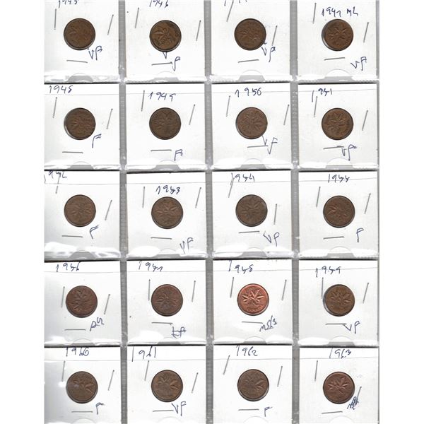 Sheet of Canadian One Cent Coins