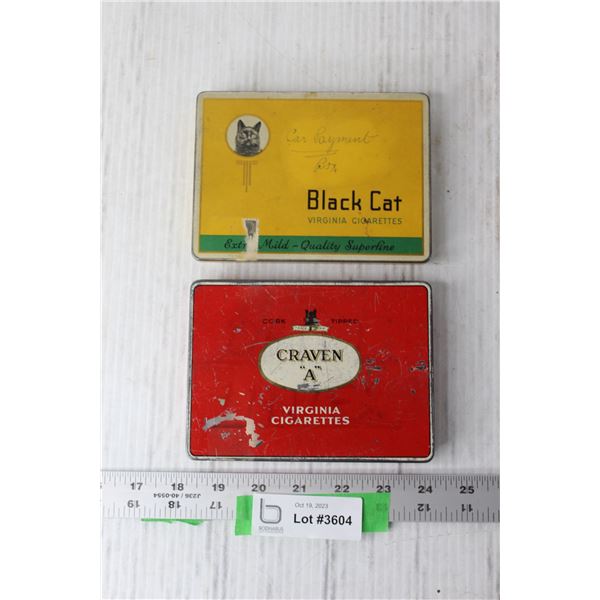 (2) Vintage Cigarette Tins - Craven A and Black Cat