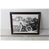 Image 1 : Framed Vintage Harley Davidson Photo - 12 1/2" x 16"