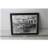Image 1 : Framed Vintage Motorcycle Photo - 12 1/2" x 16"