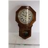 Image 1 : Vintage Arthur Pequegnat Regulator Wall Clock w/ Key and Pendulum - Missing Day Hand -  Untested