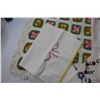 Image 2 : Crochet Table Cloth (app 36x36"), (3) Red (app40x40) stitched Table clothes Red/White), (2) multi-co