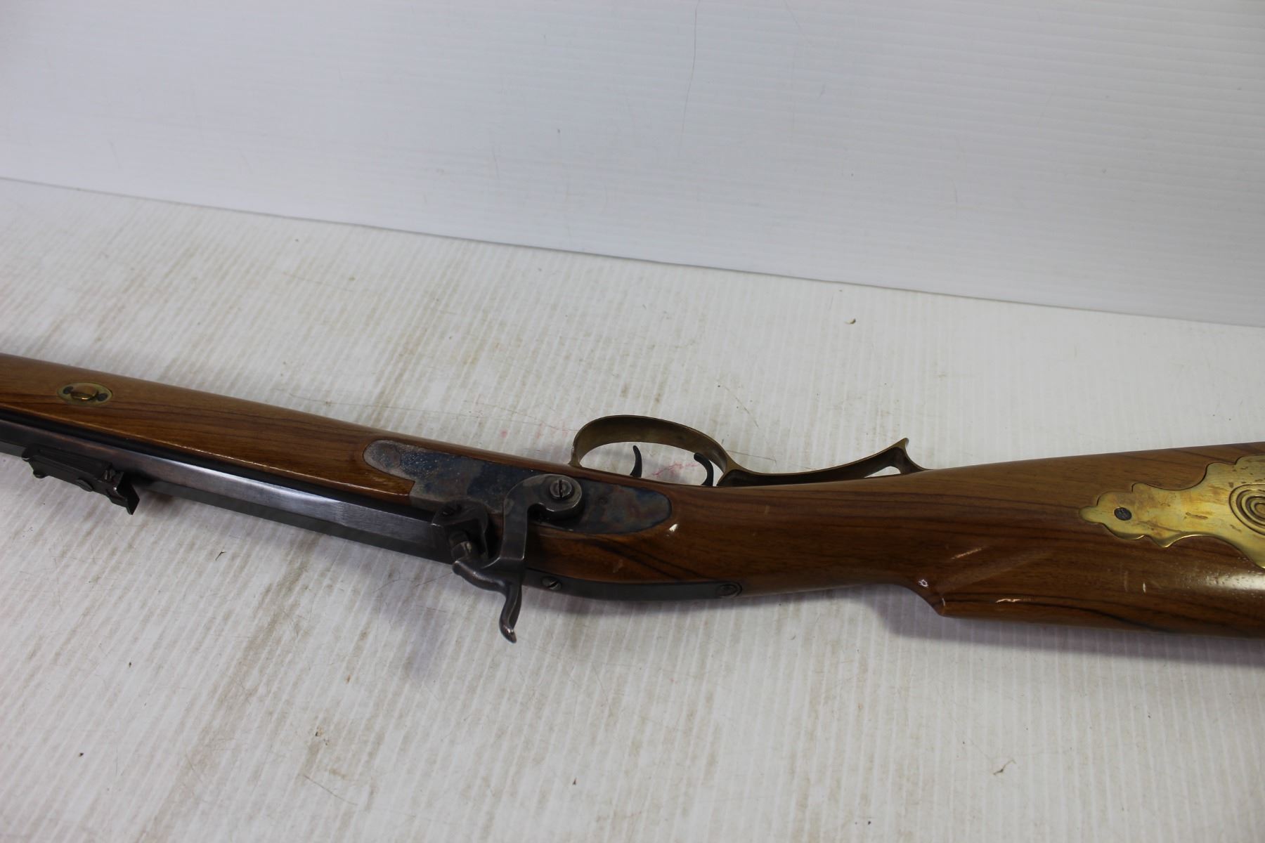 Decorative Wire Inlay Rifle Italian Black Powder .44 Calibre Rifle W/Case Decorative Brass Inlay ...