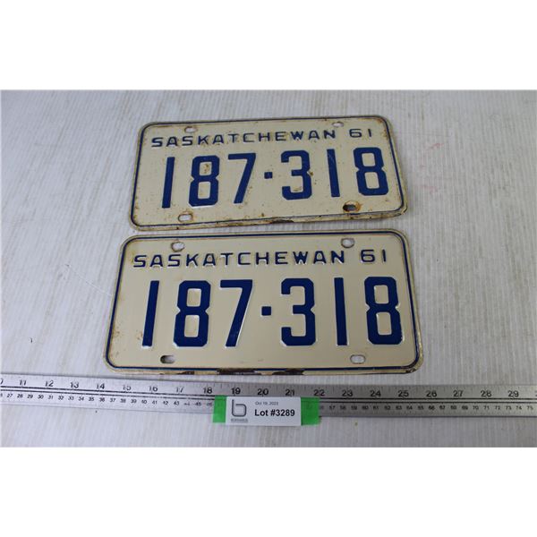 Pair of 1961 Saskatchewan License Plates