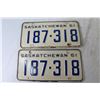 Image 3 : Pair of 1961 Saskatchewan License Plates