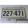 Image 1 : 1961 Saskatchewan License Plate