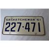 Image 3 : 1961 Saskatchewan License Plate