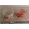Image 1 : (2) Pink Gooseberry Casserole Dishes - 473 (1 Quart), 474 (1 1/2 Quart)