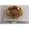 Image 1 : Vintage Iridescent Carnival Glass Marigold Scalloped Bowl - 10"