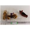 Image 1 : (3) Indigenous-Themed Decorative Items - Mukluks, Baby, Red Pottery McMaster Red Pottery Canoe