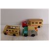 Image 4 : (3) Melissa and Doug Wooden Toys - #4549 Garbage Truck, #9395 School Bus, #24097 Horse Carrier