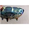 Image 3 : Indiana Glass Harvest Grape Blue Carnival Iridescent Glass Footed Fruit Bowl