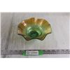 Image 1 : Vintage Carnival Glass Fluted Candy Bowl - Iridescent, 7" Diameter
