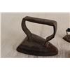 Image 2 : (2) Antique Sad Irons - Miniature (Unmarked), No.7; Coleman Trivet Stand
