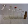 Image 2 : (5) Vintage Milk Bottles with Caps and Wooden Dime Bank