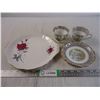 Image 1 : Royal Albert "Sweet Romance" Handled Cake Plate and (3) Saucers and (2) Cups