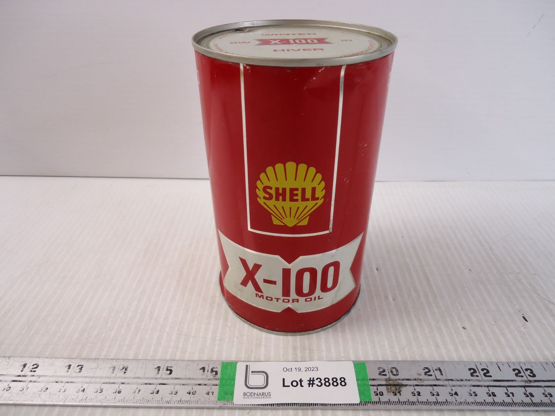 Shell Can Vintage Shell X-100 Oil Can - Bodnarus Auctioneering