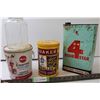 Image 1 : 1qt Mason Jar, Hard Candy Tin, Quaker Oats Tin, Linseed Oil Can (Cannot Ship)