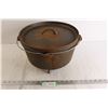 Image 1 : #7 Footed Cast Iron Pot with Handles and Lid - 12" Diameter, 8 1/2" Tall