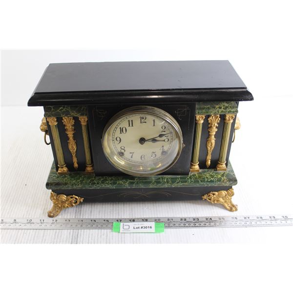 Antique Sessions Lion Head Mantle Clock w/ Key