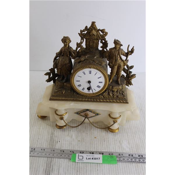 French Alabaster Mantle Clock