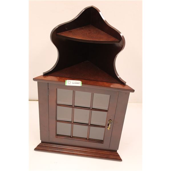 * Wooden Corner Curio Cabinet with Glass Door - 33" Tall