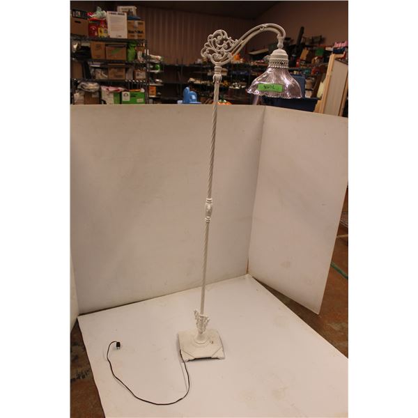 * Cast Iron Floor Lamp with Decorative Shade - 63" Tall