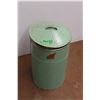 Image 1 : * Vintage Green Tin Flour Bin with Lid - 20" Tall