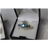 Image 3 : Ring & Earring - Pear Shaped Blue Glass Topaz (size 8 ring - NIB)