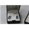 Image 2 : Ring & Earring - Pear Shaped Blue Glass Topaz (size 7 ring - NIB)
