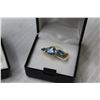 Image 3 : Ring & Earring - Pear Shaped Blue Glass Topaz (size 7 ring - NIB)
