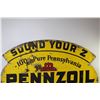 Image 2 : Pennzoil two Sided Metal Porcelain Sign (31"w x 32"h)