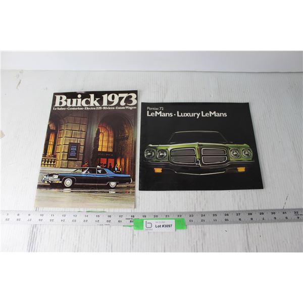 (2) Car Pamphlets - Buick 1973, Pontiac 1972