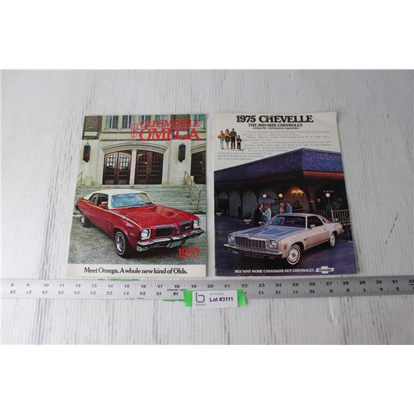 (2) Car Pamphlets - Chevrolet 1975, Oldsmobile 1973