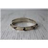 Image 2 : Sterling Armband w/ 6 Bezel Set Ammolite Gems. Marked Canada Sterling