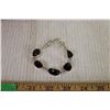 Image 2 : Sterling Bracelet w/ 5 Bezel Set Free Form Cherry Red Amber Gems STAMPED CANADA STERLING