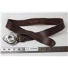 Image 1 : Harley Davidson Heavy Leather Belt (34-36") With Tear Drop Buckle S&S Super (Chrome)