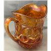 Image 7 : Riihimaki (Finland) Amber Carnival Glass Rare Western Thistle Water Pitcher Circa 1920