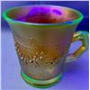 Image 1 : Fenton "Orange Tree" Uranium Carnival Glass Marigold on Vaseline Shaving Mug - Very Rare, Circa 1909