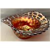 Image 1 : Fenton Carnival Glass Rare Red "Blackberry Open Edged Basket" - 2 Sides Up, Circa 1907