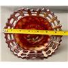 Image 3 : Fenton Carnival Glass Rare Red "Blackberry Open Edged Basket" - 2 Sides Up, Circa 1907